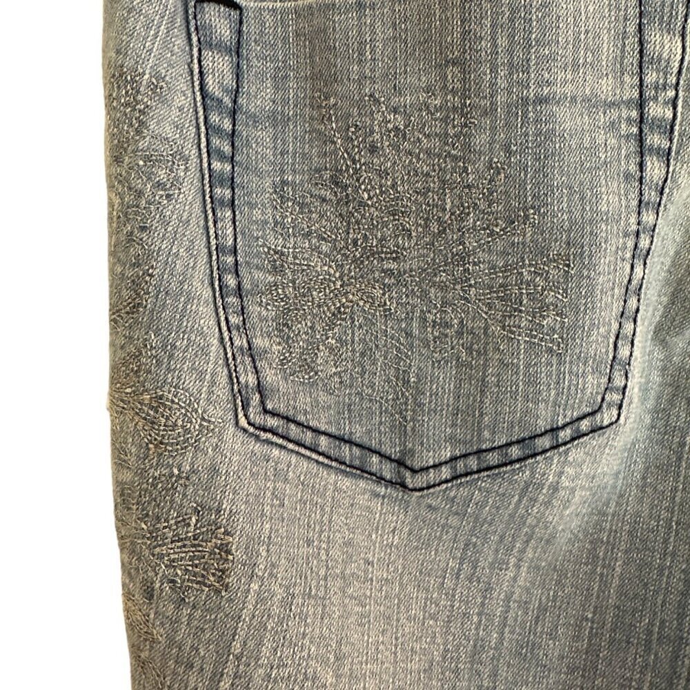 Vintage Y2k Embroidered Denim Capris Womens 16 90s Cottage Boho Grunge Retro - Picture 7 of 11